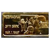 1 troy ounce Nebraska state silver bar