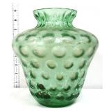 Green 9in glass vase