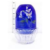 Fenton cobalt top Butterfly Garden fairy lamp
