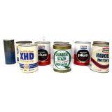 Lot of 9 vntg 1qt oil cans, full NO SHIPPING