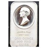 1oz James K Polk silver bar