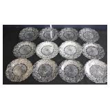 Lot of 12 pineapple floral plates