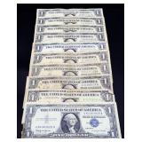 Lot of 10 blue seal $1 notes