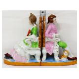 Pair vntg sitting figural couple bookends