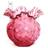 Fenton cranberry diamond optic 6in vase