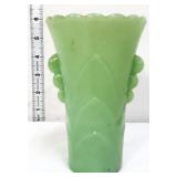 Vintage jadeite 6in Deco style vase