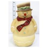 Fenton tan snowman fairy lamp w/ red scarf