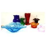 Mixed estate 7 piece colored glassware lot see pic