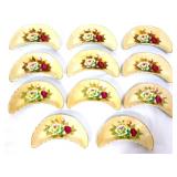 Lot of 11 vintage floral bone dishes