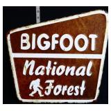 Metal Bigfoot National Forest sign