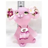 Fenton pink satin mouse with purple flowers