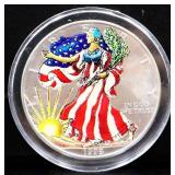 Colorized 1999 silver eagle coin