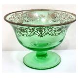 Vintage green compote with silver overlay