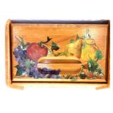 Vntg wood bread box w/ painted fruit