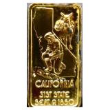 1 troy ounce California state silver bar
