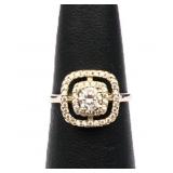 Sterling square white sapphire ring, lab created