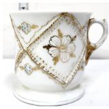 Vintage shaving mug with gold flowers