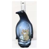 Fenton black penguin figure with winter scene