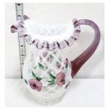 Fenton rose crest opalescent diamond optic pitcher