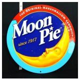Round metal Moon Pie sign
