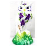 Fenton white satin owl purple flowers