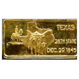 1 troy ounce Texas state silver bar