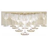 Lot of 12 vintage etched wine glasses w/ gold edge