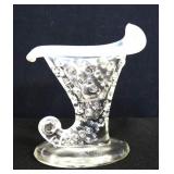 Fenton opalescent hobnail cornucopia vase