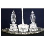 4 piece clear glass dresser set