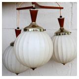 MCM light fixture w/ 3 milk glass shades
