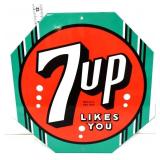 Porcelain 11.75 diameter 7Up adv sign
