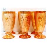 6 marigold carnival iris & herringbone glasses
