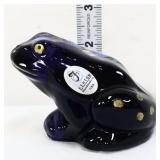Fenton black frog with purple/white flowers