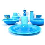 9 piece blue glassware estate lot