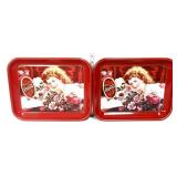 Lot of 2 metal Coca Cola portrait trays