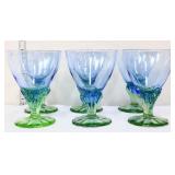 6 blue/green Bormioli Rocco sterware