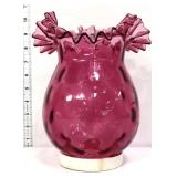 Cranberry coin dot glass lamp shade