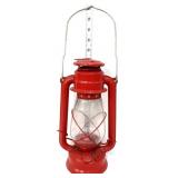 Vintage red barn lantern w/ clear globe
