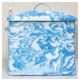 Aqua swirl enamel breadbox