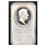 1oz Abe Lincoln silver bar