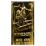 1 troy ounce Minnesota state silver bar