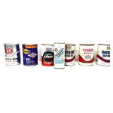 Lot of 7 vintage oil cans, full NO SHIPPING