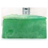 Vntg green carved seaside trinket box
