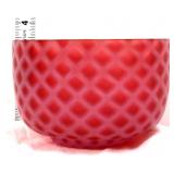 Cranberry satin diamond quilt opalescent bowl