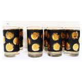 8 MCM gold/black highball drinking glasses