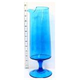 Vintage 12in blue glass cocktail pitcher