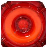 Fostoria red coin glass ashtray