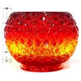 Vntg amberina daisy & button rose bowl