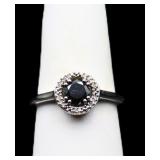 Sterling black onyx ring, lab created