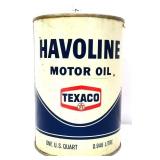 Vntg 1qt Texaco Havoline Motor Oil can